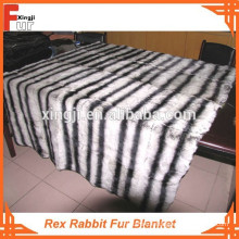 Echte Pelzdecke Rex Rabbit Fur in Chinchilla Design